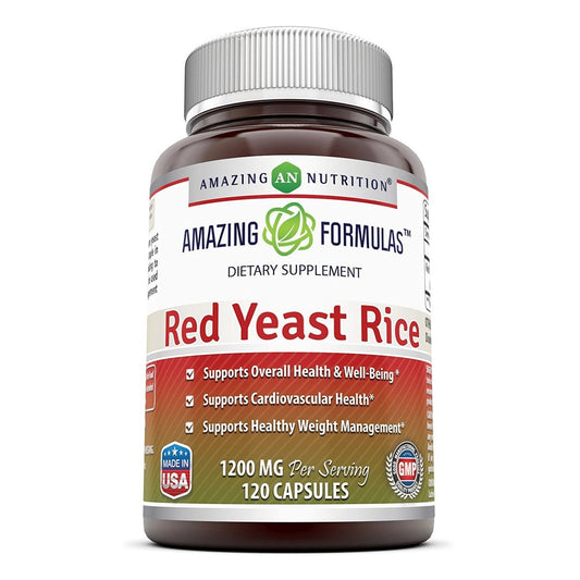 Amazing Formulas Rotschimmelreis 1200 mg pro Portion – 120 Kapseln, Non-GMO, glutenfrei, hergestellt in den USA