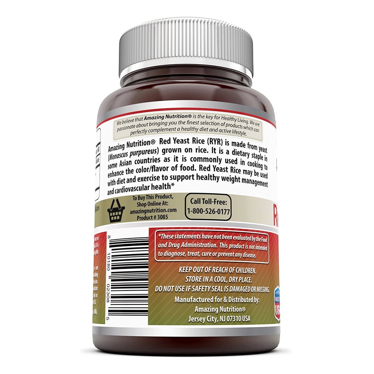 Amazing Formulas Rotschimmelreis 1200 mg pro Portion – 120 Kapseln, Non-GMO, glutenfrei, hergestellt in den USA