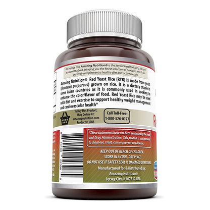 Amazing Formulas Rotschimmelreis 1200 mg pro Portion – 120 Kapseln, Non-GMO, glutenfrei, hergestellt in den USA