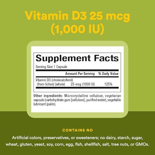 Natural Factors Whole Earth & Sea Vitamin D3 – Vegane Nahrungsergänzung für starke Knochen & Gelenke, unterstützt Calcium-Aufnahme, Non-GMO, 90 Kapseln