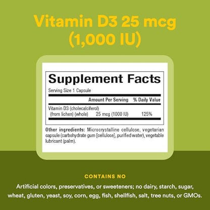Natural Factors Whole Earth & Sea Vitamin D3 – Vegane Nahrungsergänzung für starke Knochen & Gelenke, unterstützt Calcium-Aufnahme, Non-GMO, 90 Kapseln