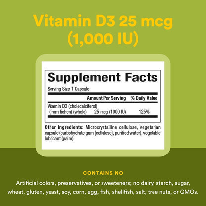Natural Factors Whole Earth & Sea Vitamin D3 – Vegane Nahrungsergänzung für starke Knochen & Gelenke, unterstützt Calcium-Aufnahme, Non-GMO, 90 Kapseln