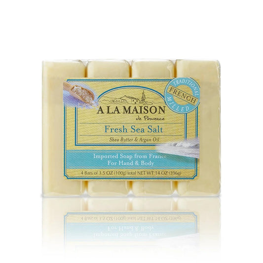 A LA MAISON Fresh Sea Salt Seife 4er-Pack, 14 Unzen – Handgefertigte Naturseife für frische, saubere Haut