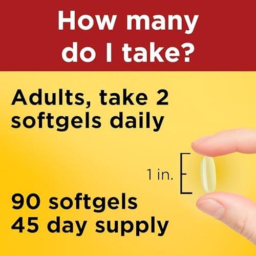 Nature Made Fischöl Omega 3 Nahrungsergänzungsmittel, 1000 mg Weichkapseln, Omega 3 Fischöl für gesunde Herzunterstützung, 90 Weichkapseln, 45-Tage-Versorgung