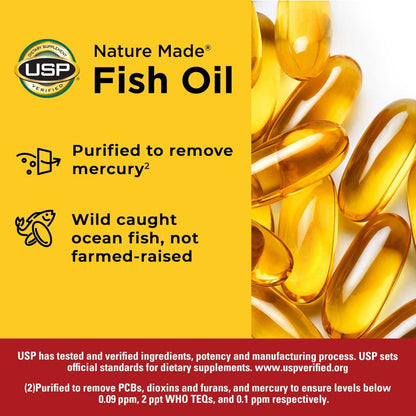 Nature Made Fischöl Omega 3 Nahrungsergänzungsmittel, 1000 mg Weichkapseln, Omega 3 Fischöl für gesunde Herzunterstützung, 90 Weichkapseln, 45-Tage-Versorgung