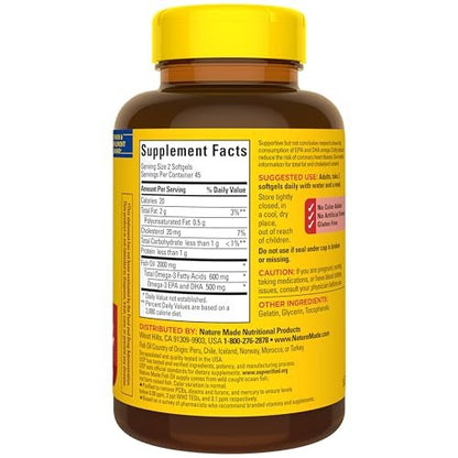 Nature Made Fischöl Omega 3 Kapseln, 1200 mg, 150 Weichkapseln, 75 Tage Vorrat, Unterstützt die Herzgesundheit