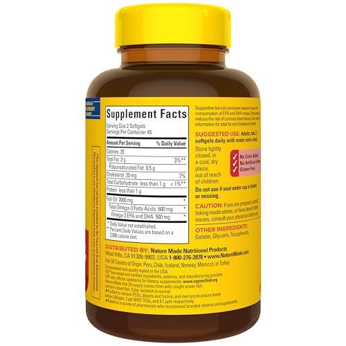 Nature Made Omega-3 Fischöl Kapseln 1200 mg, 230 Weichkapseln, 115 Tage Vorrat