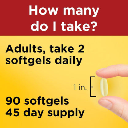 Nature Made Fischöl Omega 3 Nahrungsergänzungsmittel, 1000 mg Weichkapseln, Omega 3 Fischöl für gesunde Herzunterstützung, 90 Weichkapseln, 45-Tage-Versorgung