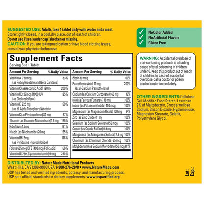 Nature Made Multivitamin Tabletten mit Eisen – Tägliche Nährstoffunterstützung für Männer und Frauen, 130 Tabletten, 130-Tage-Vorrat