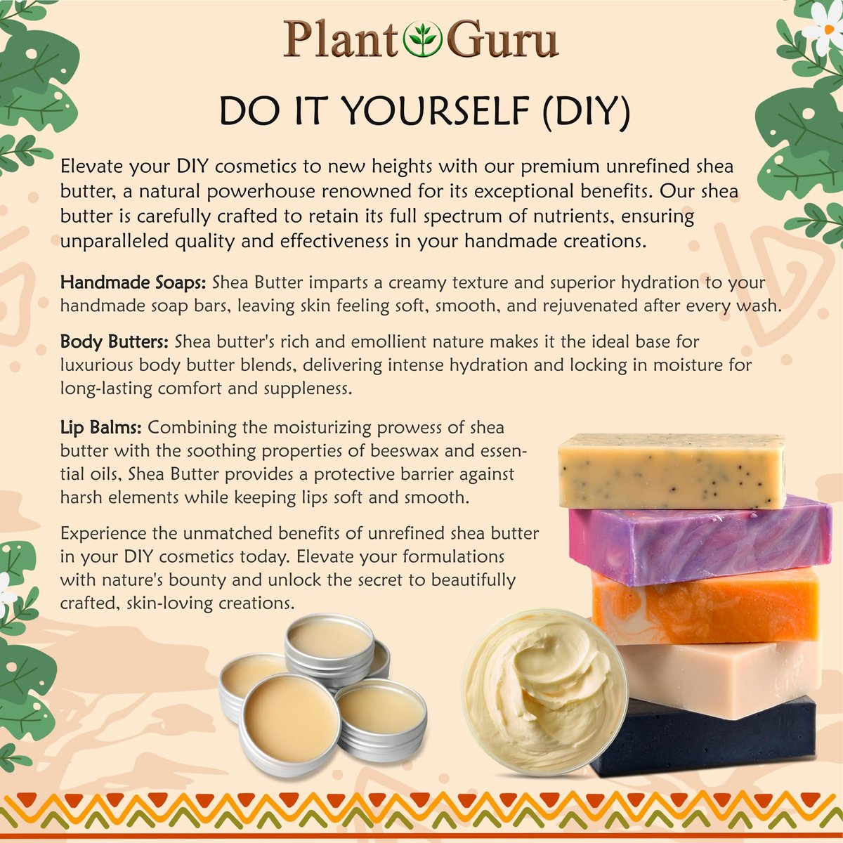 Plant Guru Rohe afrikanische Sheabutter 16 oz – 100% rein, natürlich, unraffiniert, Elfenbein – Ideale Feuchtigkeitscreme für trockene Haut, Körper, Gesicht und Haarwachstum – Perfekt für DIY Seifen- und Lippenbalsamherstellung