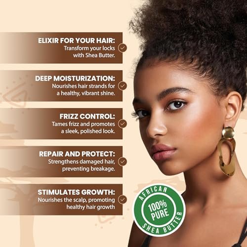 Plant Guru Rohe afrikanische Sheabutter 16 oz – 100% rein, natürlich, unraffiniert, Elfenbein – Ideale Feuchtigkeitscreme für trockene Haut, Körper, Gesicht und Haarwachstum – Perfekt für DIY Seifen- und Lippenbalsamherstellung