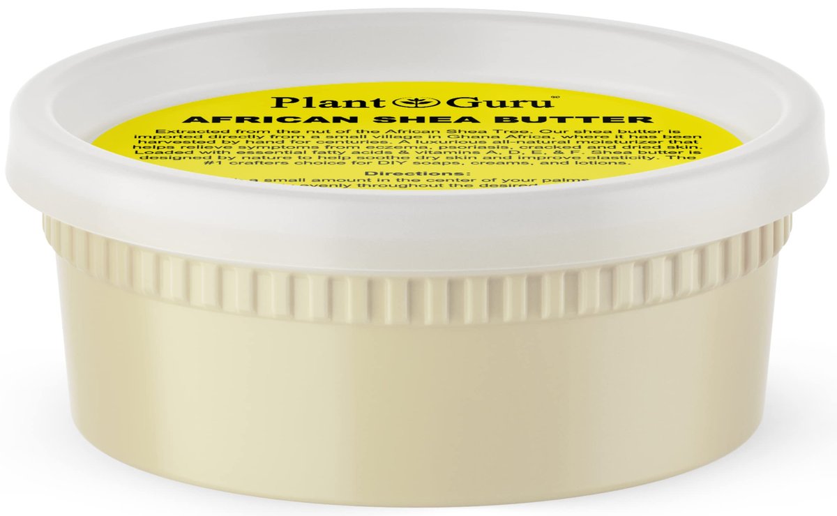 Plant Guru Rohshea Butter 8 oz – 100% reine, natürliche, unraffinierte Elfenbeinfarbe – Ideale Feuchtigkeitscreme für trockene Haut, Körper, Gesicht und Haarwachstum – Perfekt für DIY-Seifen- und Lippenbalsamherstellung