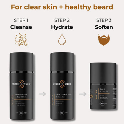 stubble & stache Gesichtsfeuchtigkeitscreme für Männer – Anti-Aging-Creme mit Niacinamid, Hyaluronsäure, Vitamin A – spendet Feuchtigkeit, macht Barthaar weich, 100 ml