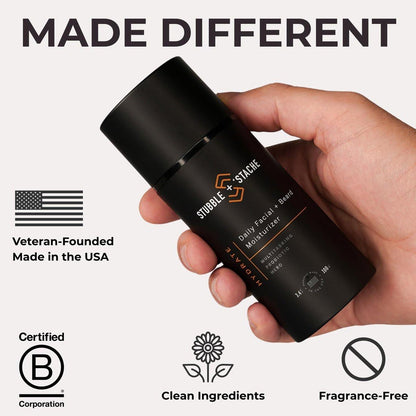 stubble & stache Gesichtsfeuchtigkeitscreme für Männer – Anti-Aging-Creme mit Niacinamid, Hyaluronsäure, Vitamin A – spendet Feuchtigkeit, macht Barthaar weich, 100 ml