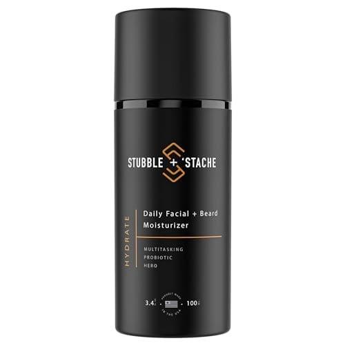stubble & stache Gesichtsfeuchtigkeitscreme für Männer – Anti-Aging-Creme mit Niacinamid, Hyaluronsäure, Vitamin A – spendet Feuchtigkeit, macht Barthaar weich, 100 ml
