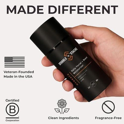 stubble & stache Gesichtsfeuchtigkeitscreme für Männer – Anti-Aging-Creme mit Niacinamid, Hyaluronsäure, Vitamin A – spendet Feuchtigkeit, macht Barthaar weich, 100 ml