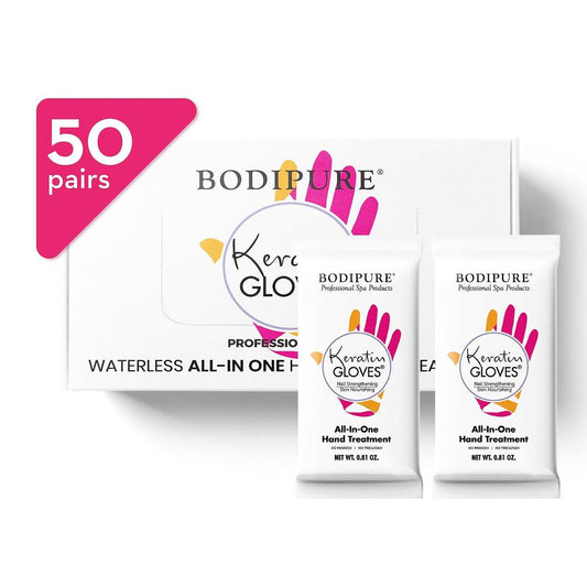 Bodipure All-in-One feuchtigkeitsspendende Handmaske mit Keratin & Vitamin E – 50 Paar für trockene, rissige Hände