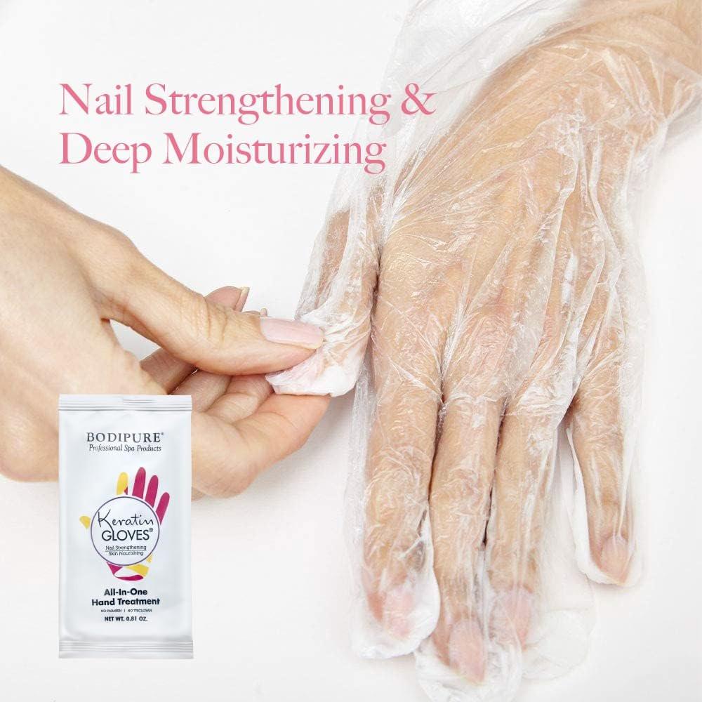 Bodipure All-in-One feuchtigkeitsspendende Handmaske mit Keratin & Vitamin E – 50 Paar für trockene, rissige Hände