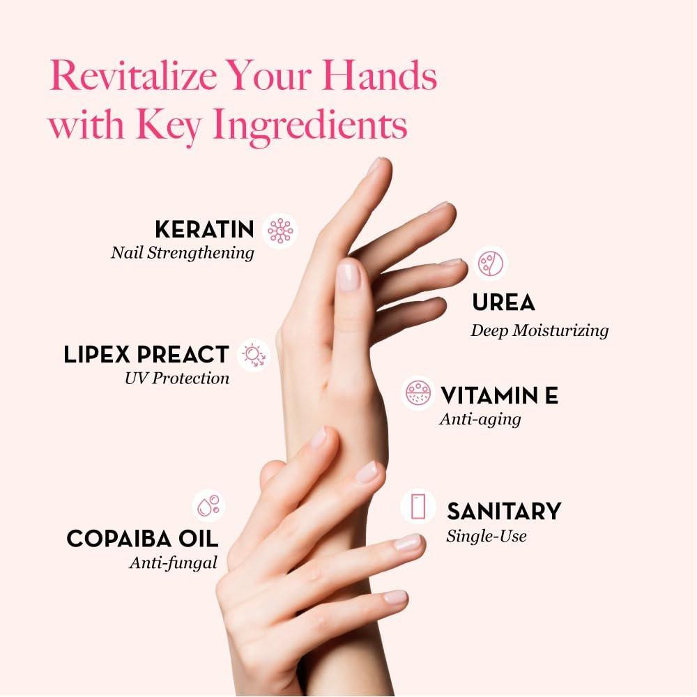 Bodipure All-in-One feuchtigkeitsspendende Handmaske mit Keratin & Vitamin E – 50 Paar für trockene, rissige Hände