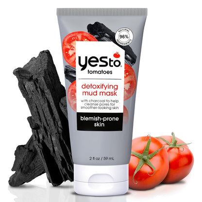 Yes To Tomatoes Clear Skin Detoxifying Charcoal Mud Mask – 60 ml | Mit Salicylsäure gegen Unreinheiten und Pickel