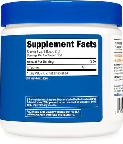 Nutricost L-Tyrosin Pulver 100 g (100 Portionen) - 1 g pro Portion