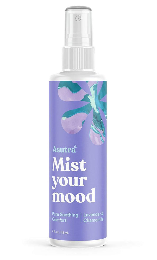 Asutra Lavendel & Kamille Mehrzweck-Raumspray – Natürliches Aromatherapie-Spray für Bettwäsche & Kissen – Beruhigender Duft für Schlaf & Entspannung – 118 ml