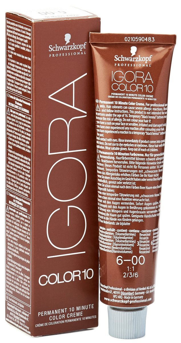 Schwarzkopf Professional Igora Color10 6-00 60ml Dunkelblond Natur Extra – Ammoniakfreie, permanente Haarfarbe