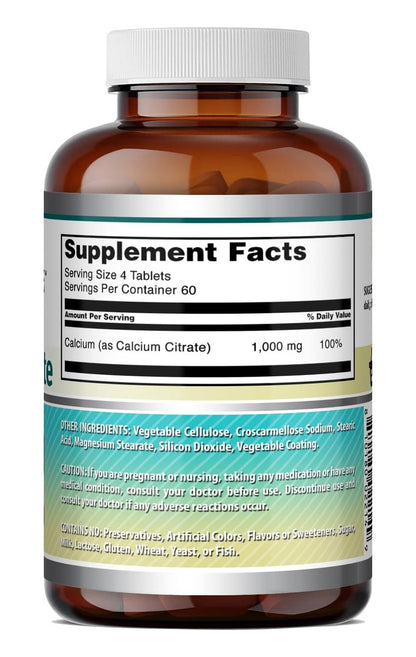 Amazing Formulas Calcium Citrat 1000 mg | Tabletten | Nahrungsergänzungsmittel | Non-GMO | Glutenfrei | Hergestellt in den USA (1 Packung, 240 Stück)