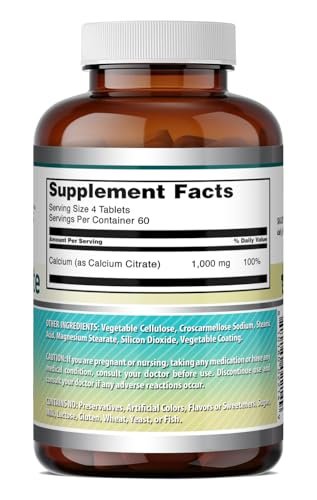 Amazing Formulas Calcium Citrat 1000 mg | Tabletten | Nahrungsergänzungsmittel | Non-GMO | Glutenfrei | Hergestellt in den USA (1 Packung, 240 Stück)