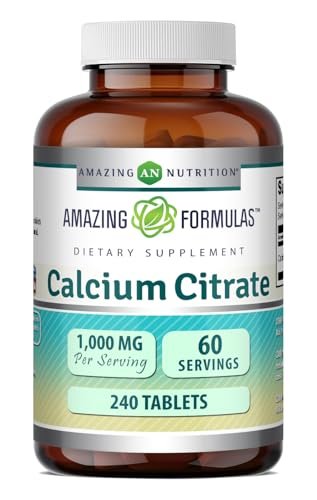 Amazing Formulas Calcium Citrat 1000 mg | Tabletten | Nahrungsergänzungsmittel | Non-GMO | Glutenfrei | Hergestellt in den USA (1 Packung, 240 Stück)