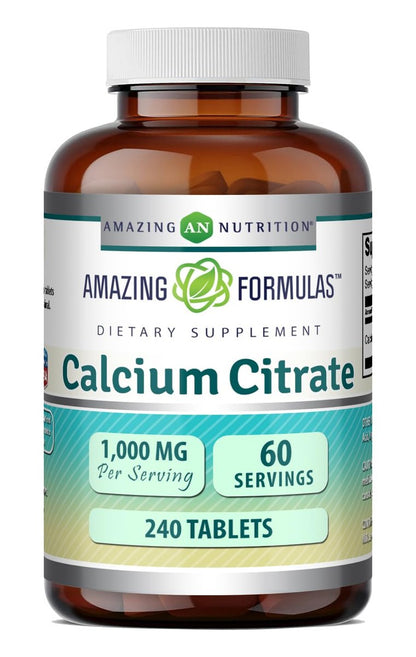 Amazing Formulas Calcium Citrat 1000 mg | Tabletten | Nahrungsergänzungsmittel | Non-GMO | Glutenfrei | Hergestellt in den USA (1 Packung, 240 Stück)