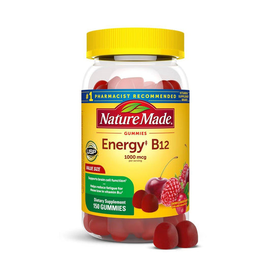 Nature Made Vitamin B12 Gummies 1000 mcg pro Portion – Nahrungsergänzungsmittel zur Unterstützung des Energiestoffwechsels, 150 Fruchtgummis, 75 Tage Vorrat