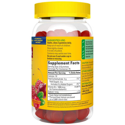 Nature Made Vitamin B12 Gummies 1000 mcg pro Portion – Nahrungsergänzungsmittel zur Unterstützung des Energiestoffwechsels, 150 Fruchtgummis, 75 Tage Vorrat