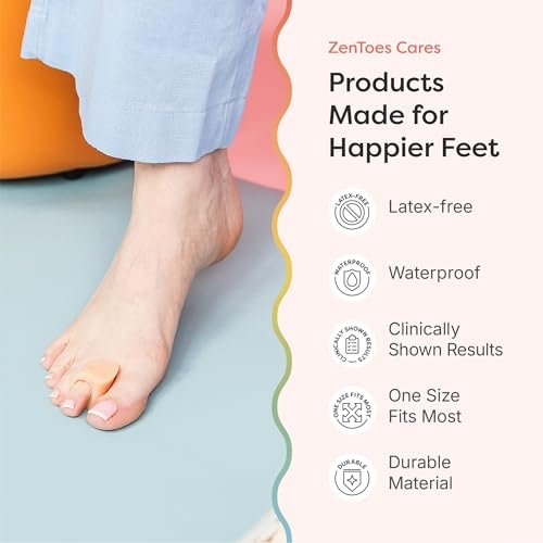 ZenToes Gel Zehenspreizer für überlappende Zehen, Ballenzehen, Großzehenausrichtung, Korrektor und Abstandshalter – 4er Pack (Beige)