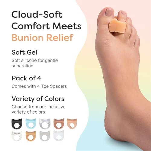 ZenToes Gel Zehenspreizer für überlappende Zehen, Ballenzehen, Großzehenausrichtung, Korrektor und Abstandshalter – 4er Pack (Beige)