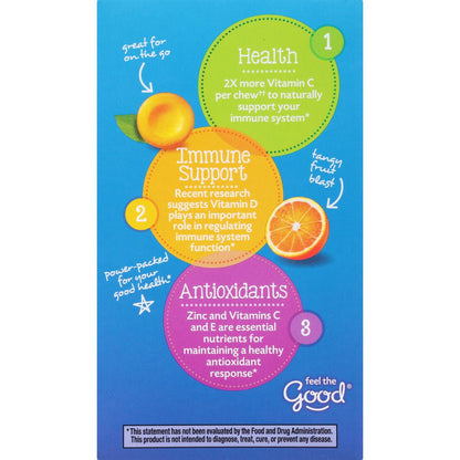 Emergen-C Immune+ Chewable 1000 mg Vitamin C mit Vitamin D – 42 Tabletten, Orange Blast Geschmack