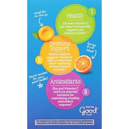 Emergen-C Immune+ Chewable 1000 mg Vitamin C mit Vitamin D – 42 Tabletten, Orange Blast Geschmack