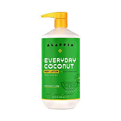 Alaffia Everyday Coconut Feuchtigkeitsspendende Körpermilch für normale bis trockene Haut, Kokos-Limette, 946 ml