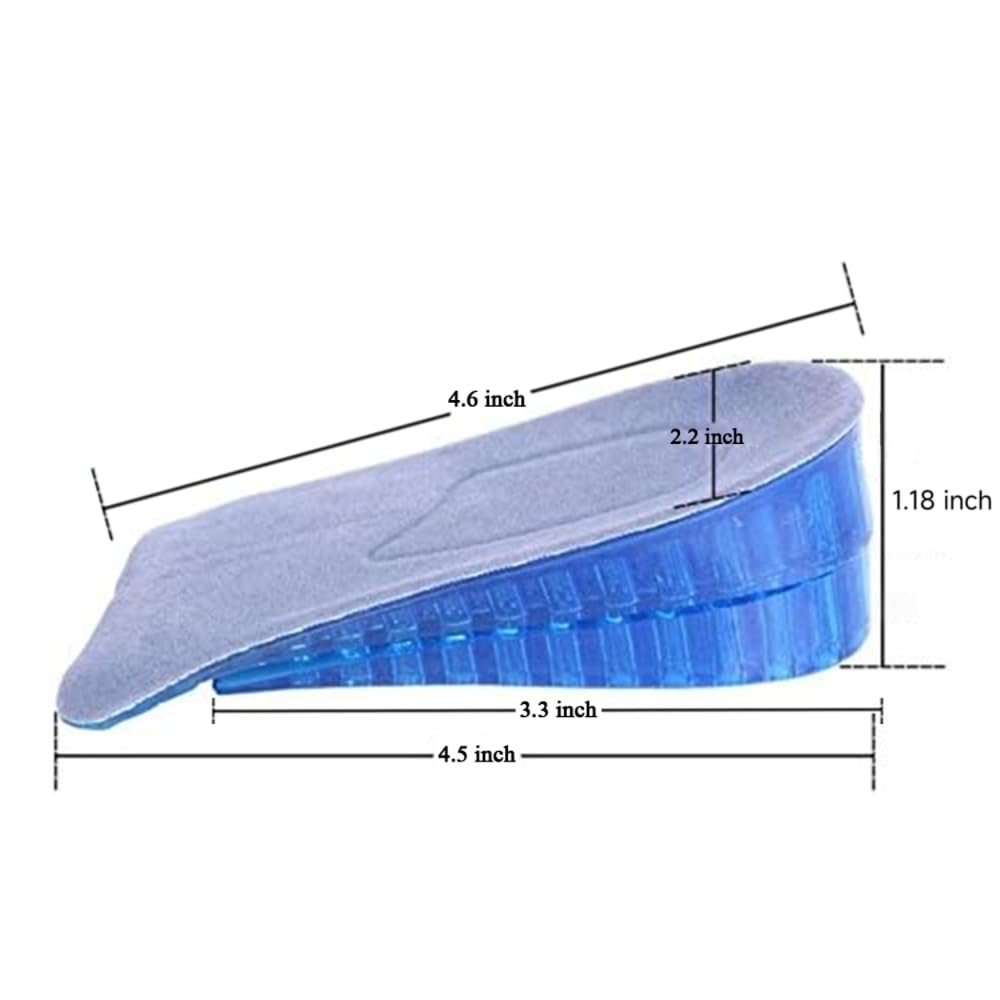 Topwon 1,8 Zoll zweilagige Höhenverstellbare Schuh-Gel-Einlage Blau