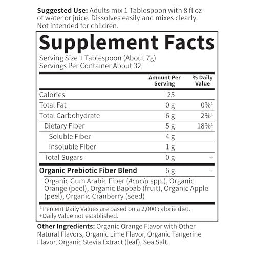 Garden of Life Dr. Formulated Bio-aktives Ballaststoffpulver, Zitrusgeschmack, Präbiotisches Superfood, Ballaststoffergänzung, Verstopfungslösung, Psylliumfrei, 32 Portionen