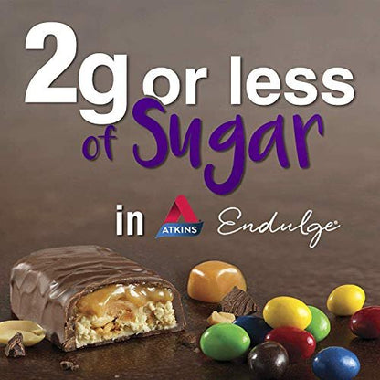 Atkins Endulge Karamell-Nuss-Riegel – Zuckerarmer Snack, Dessertriegel, ballaststoffreicher Riegel mit 1 g Zucker, 10er Pack