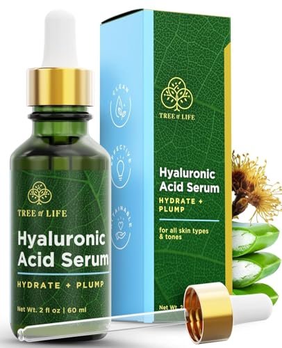 Tree of Life Hyaluronsäure Serum für das Gesicht – Tiefenhydratation für trockene, dehydrierte & empfindliche Haut – Dermatologisch getestet – Feuchtigkeitspflege für geschmeidige Haut, 60 ml