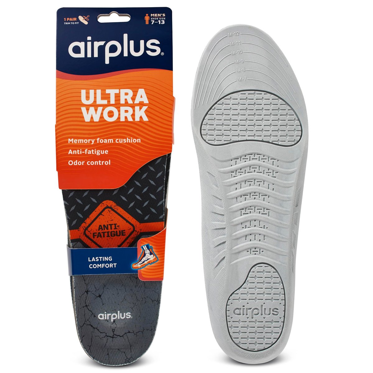 Airplus Ultra Work Memory Plus Einlegesohlen für Herren – Ganztägiger Komfort und Fußschmerzlinderung, Größe 7-13