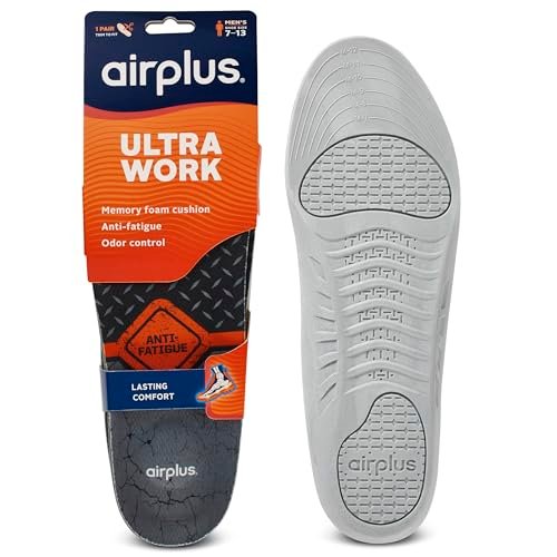 Airplus Ultra Work Memory Plus Einlegesohlen für Herren – Ganztägiger Komfort und Fußschmerzlinderung, Größe 7-13