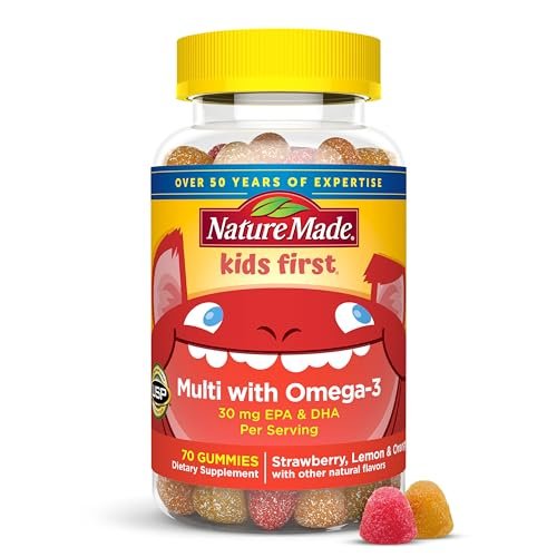 Nature Made Kids First Multivitamin mit Omega-3 – Gummy Multivitamine für Kinder mit Vitaminen und Mineralstoffen, 70 Gummis