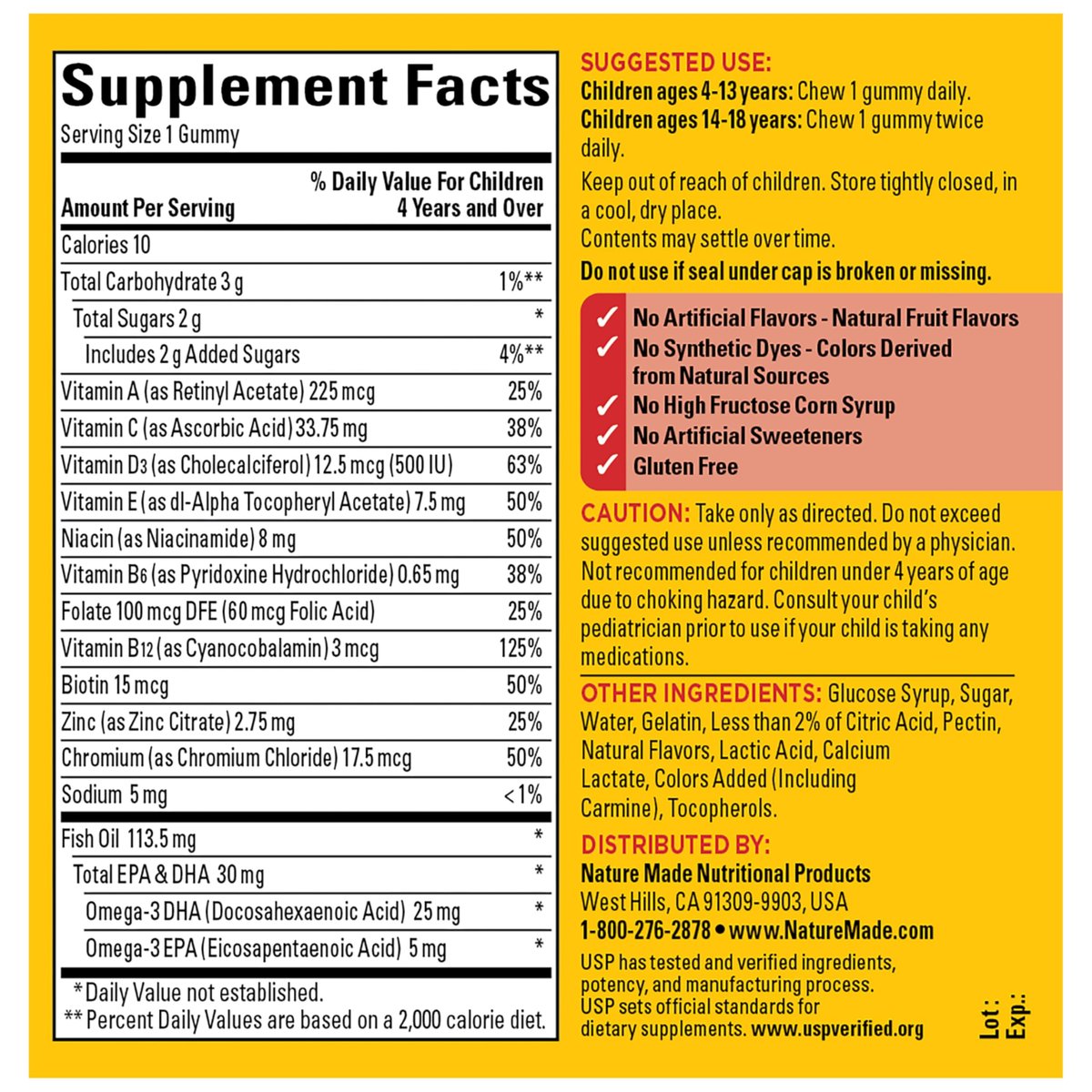 Nature Made Kids First Multivitamin mit Omega-3 – Gummy Multivitamine für Kinder mit Vitaminen und Mineralstoffen, 70 Gummis
