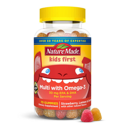 Nature Made Kids First Multivitamin mit Omega-3 – Gummy Multivitamine für Kinder mit Vitaminen und Mineralstoffen, 70 Gummis
