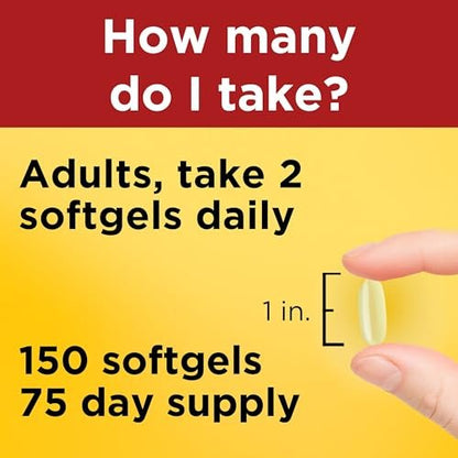 Nature Made Fischöl Omega 3 Kapseln, 1200 mg, 150 Weichkapseln, 75 Tage Vorrat, Unterstützt die Herzgesundheit