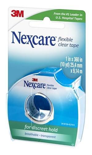 Nexcare Flexible Clear Tape – Wasserfeste, transparente medizinische Klebebandrolle, 2,5 cm x 9,1 m, 1 Stück