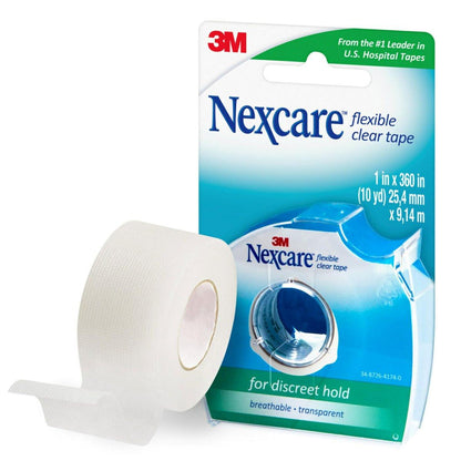Nexcare Flexible Clear Tape – Wasserfeste, transparente medizinische Klebebandrolle, 2,5 cm x 9,1 m, 1 Stück